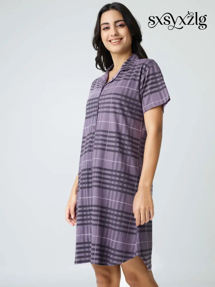 Classic Chex Cotton Knits Sleep Shirt - Shirt Sleeps