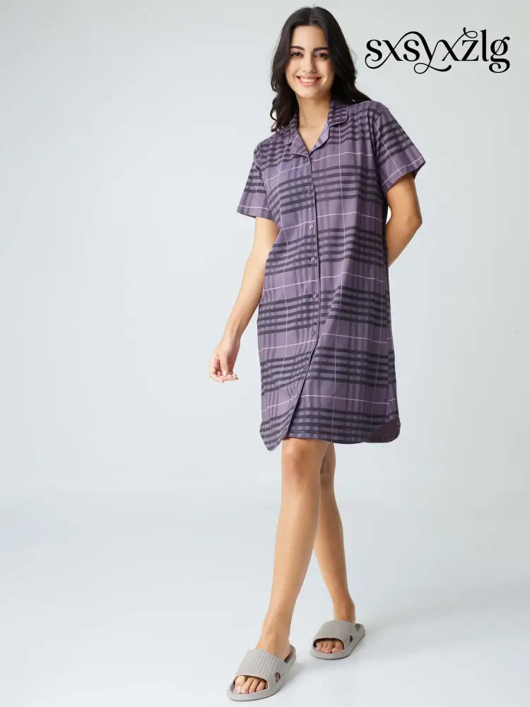 Classic Chex Cotton Knits Sleep Shirt - Shirt Sleeps