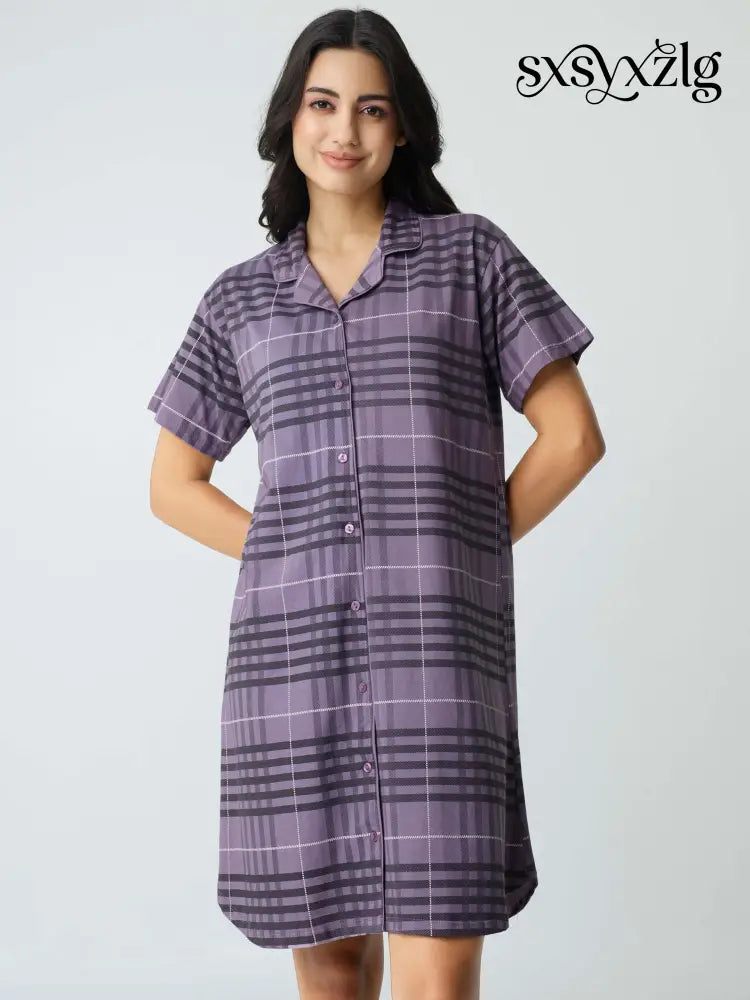 Classic Chex Cotton Knits Sleep Shirt - Shirt Sleeps