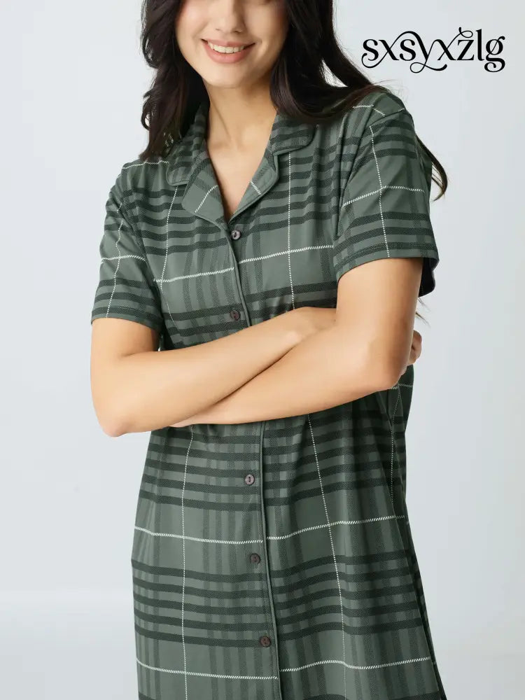 Classic Chex Cotton Knits Sleep Shirt - Shirt Sleeps