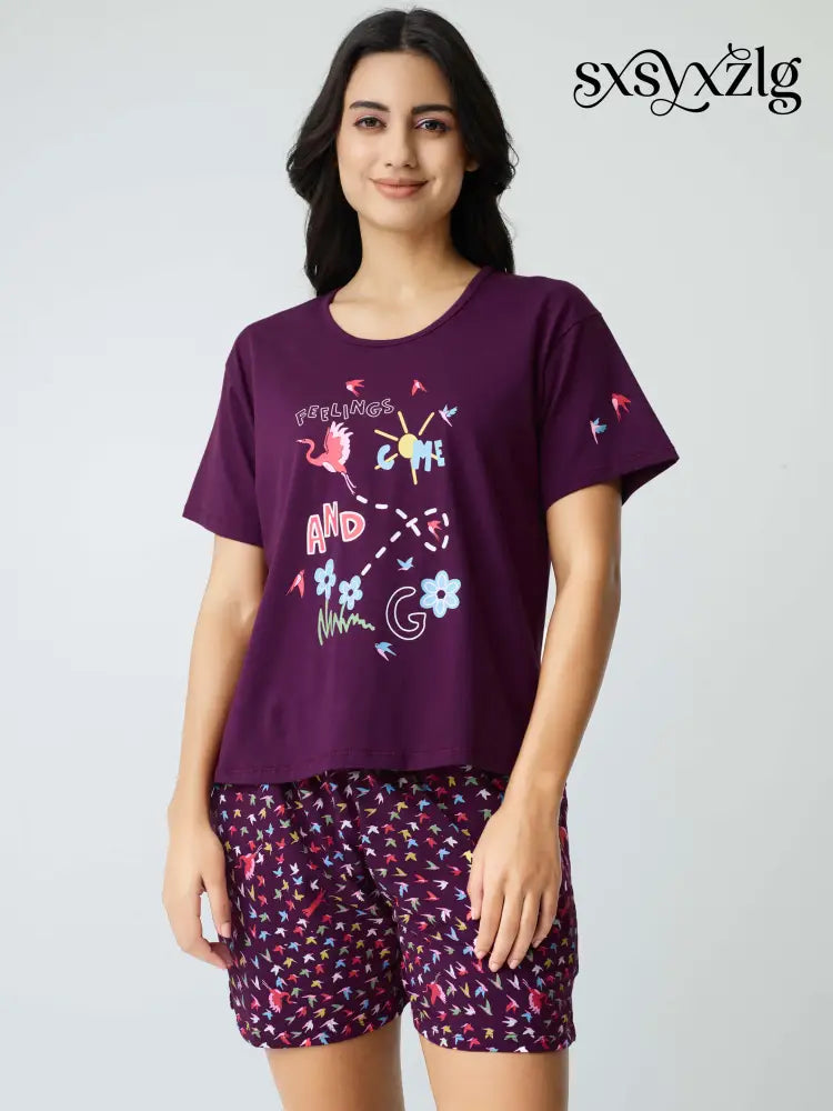 Fly Away Cotton Knits Shorts set - Short Set
