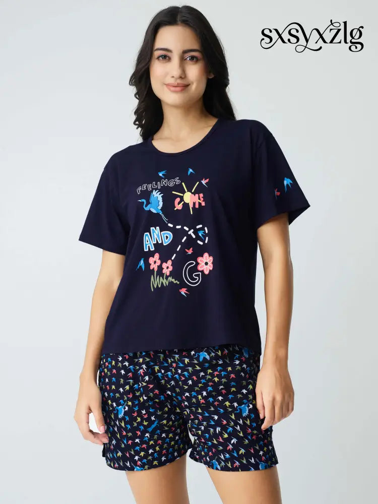 Fly Away Cotton Knits Shorts set - Short Set