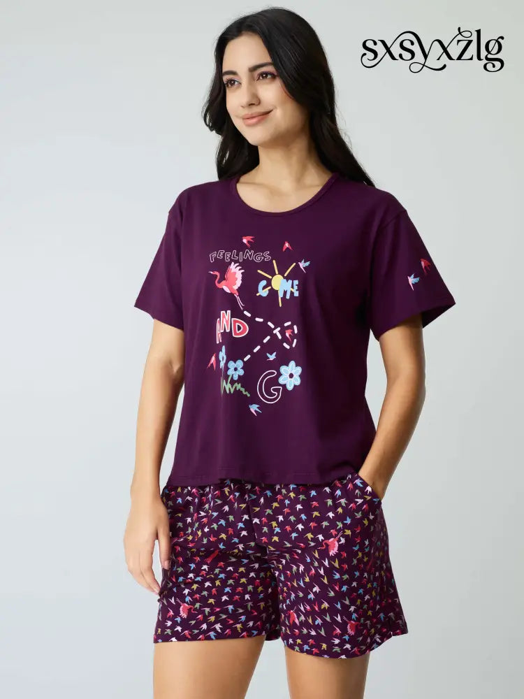 Fly Away Cotton Knits Shorts set - Short Set