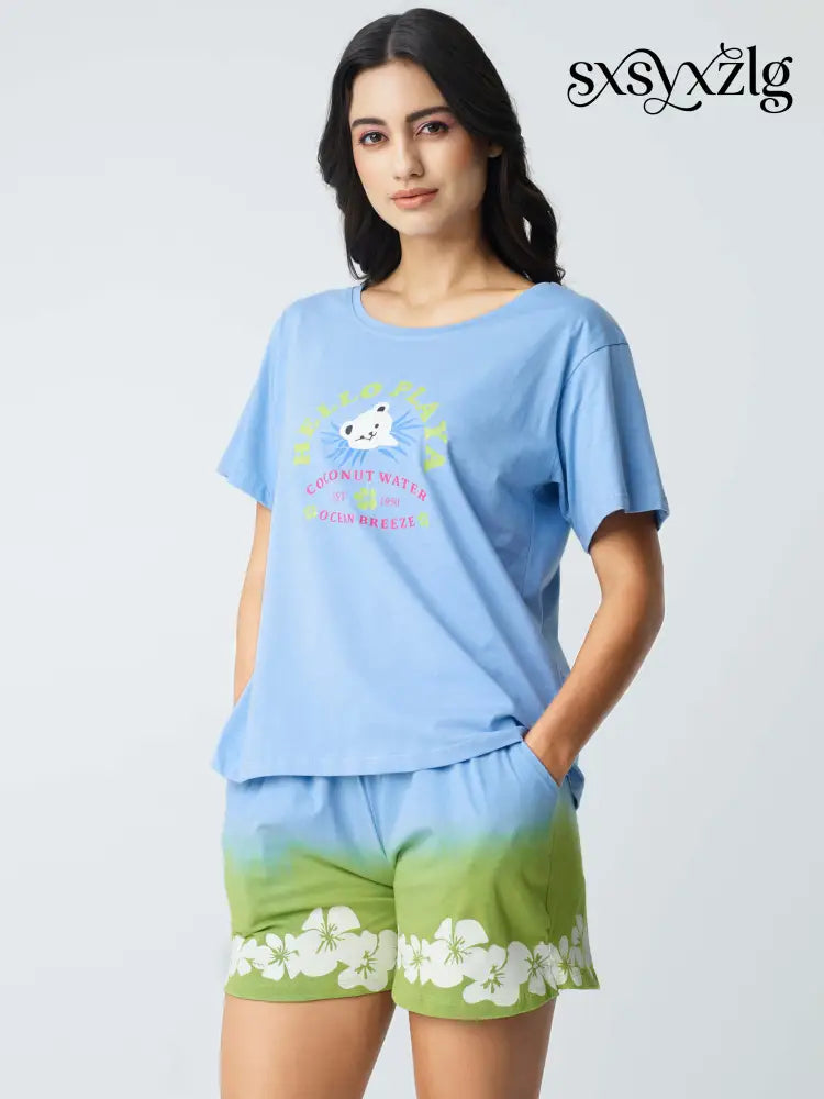Ocean Breeze Cotton Knits Shorts set - Short Set