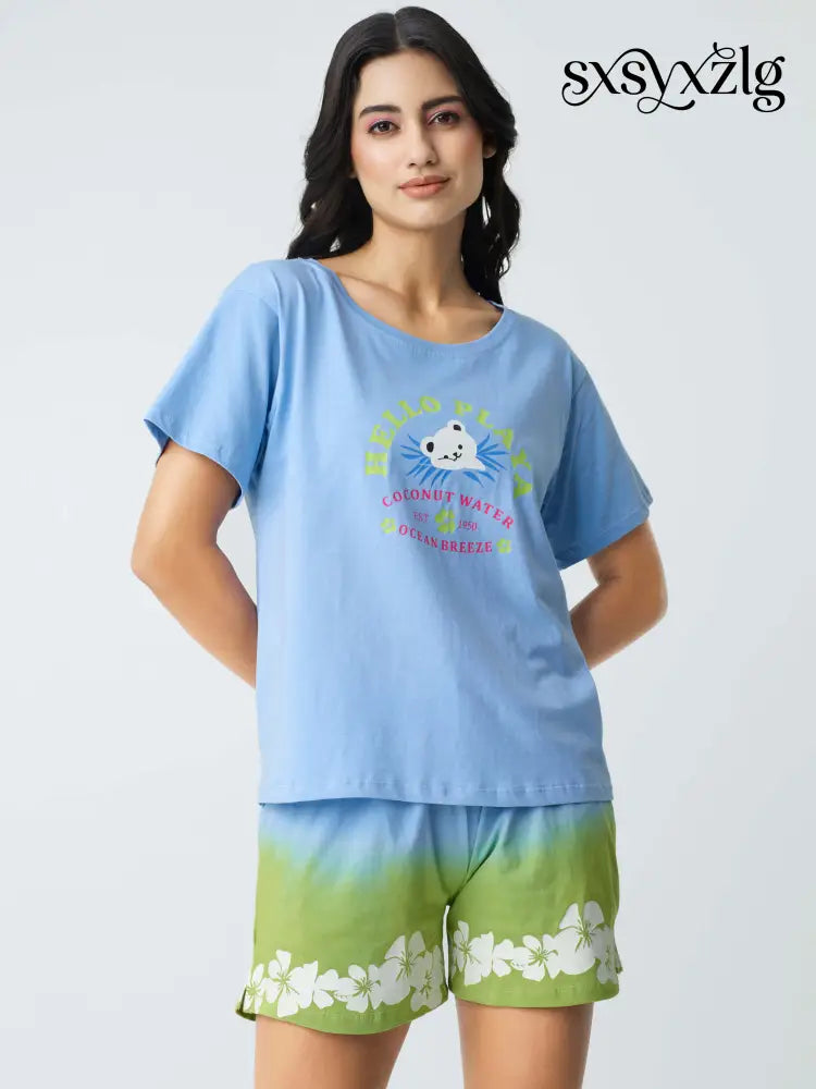 Ocean Breeze Cotton Knits Shorts set - Short Set
