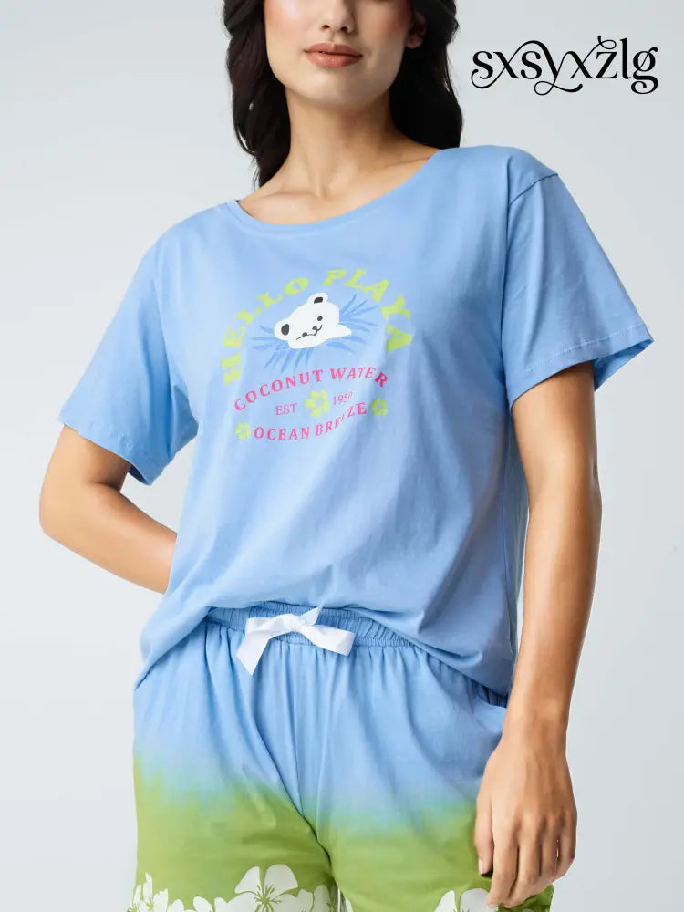 Ocean Breeze Cotton Knits Shorts set - Short Set