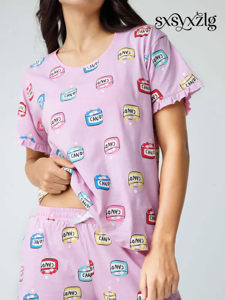 Sweet Candy Cotton Knits Shorts set - Short Set