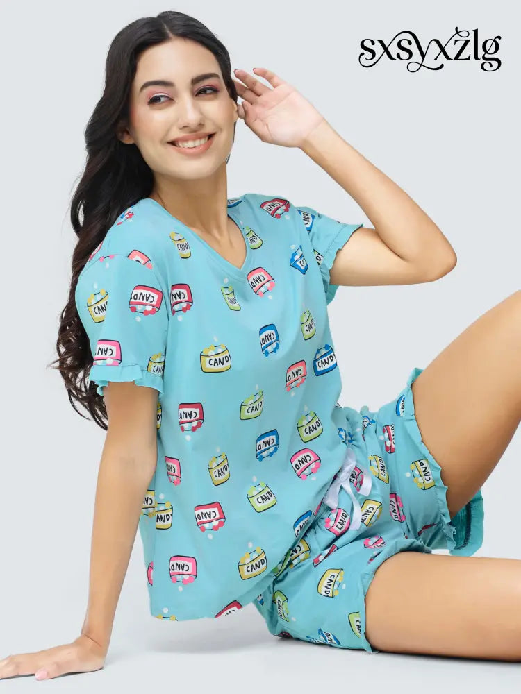 Sweet Candy Cotton Knits Shorts set - Short Set