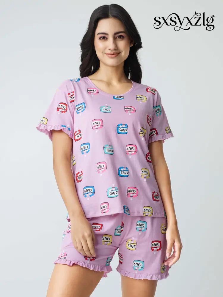 Sweet Candy Cotton Knits Shorts set - Short Set
