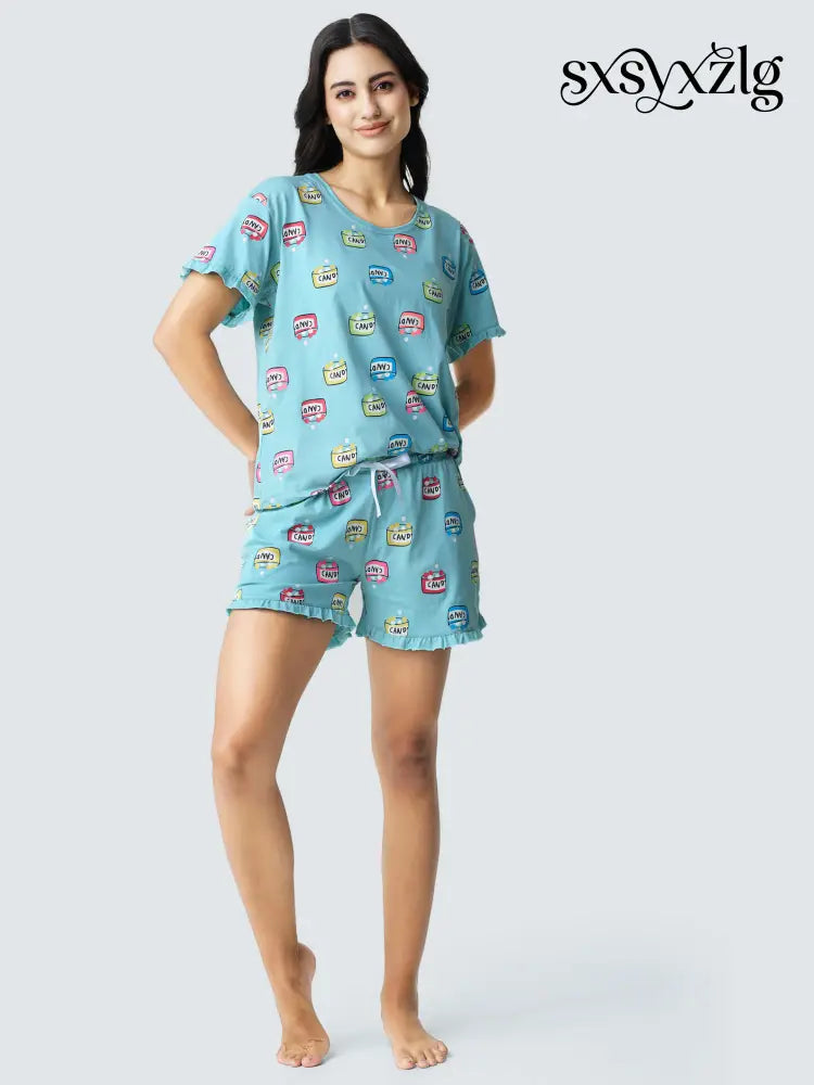 Sweet Candy Cotton Knits Shorts set - Short Set