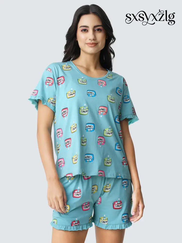 Sweet Candy Cotton Knits Shorts set - Short Set
