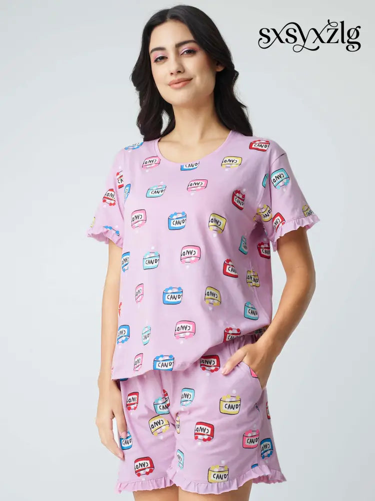 Sweet Candy Cotton Knits Shorts set - Short Set