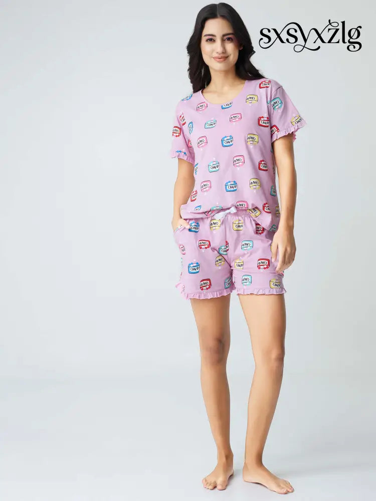 Sweet Candy Cotton Knits Shorts set - Short Set